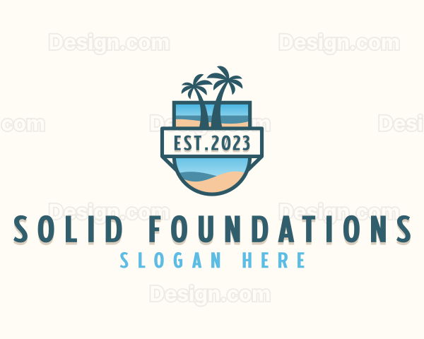 Summer Palm Tree Island Logo