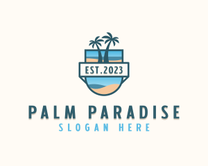 Summer Palm Tree Island logo design