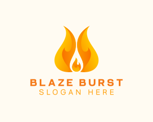 Orange Blazing Fire logo design