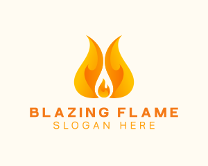 Orange Blazing Fire logo design