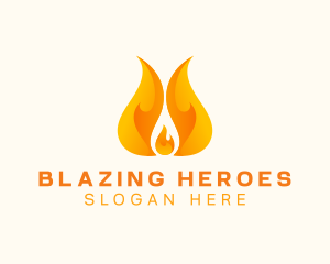 Orange Blazing Fire logo design