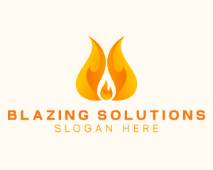 Orange Blazing Fire logo design