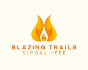 Orange Blazing Fire logo design