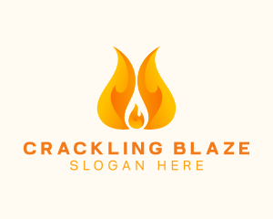 Orange Blazing Fire logo design