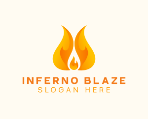 Orange Blazing Fire logo design