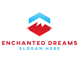 Blue Red  Mountain logo design