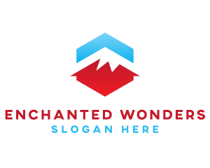 Blue Red  Mountain logo design