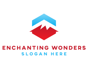 Blue Red  Mountain logo design