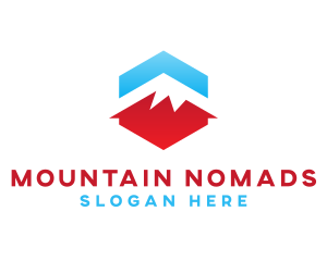 Blue Red  Mountain logo design