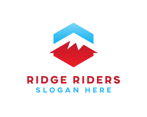 Blue Red  Mountain logo design