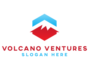 Blue Red  Mountain logo design