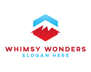 Blue Red  Mountain logo design