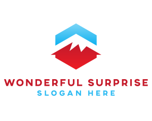 Blue Red  Mountain logo design