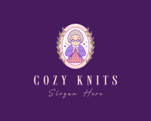 Crafty Knitting Grandmother logo design