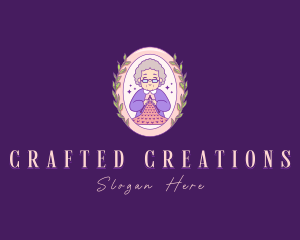 Crafty Knitting Grandmother logo design