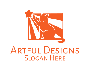 Orange Cat Pet logo design