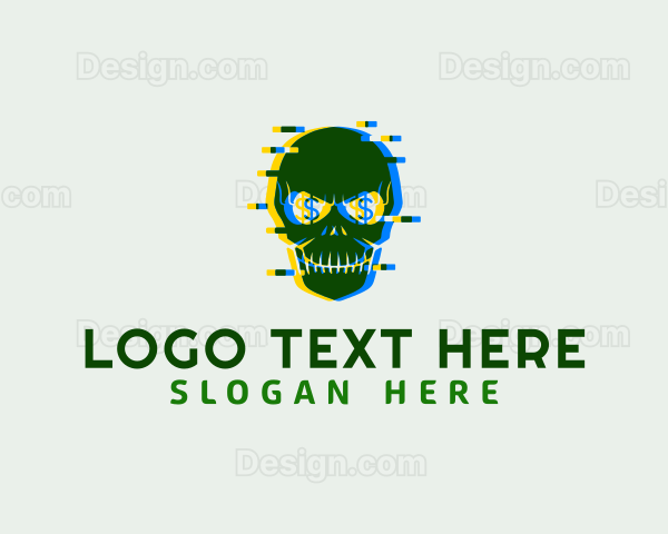 Glitch Skull Dollars Logo