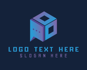 3d - Gradient 3D Chatbox logo design
