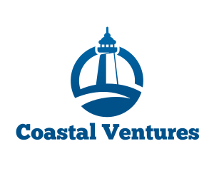 Blue Coastal Marine Lighthouse  logo design