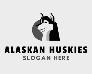 Happy Husky Dog logo