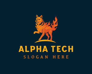 Flaming Alpha Wolf logo design