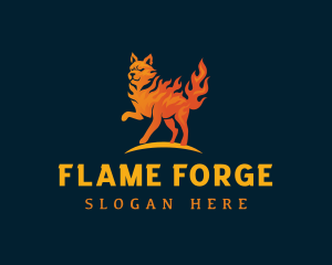 Flaming Alpha Wolf logo design