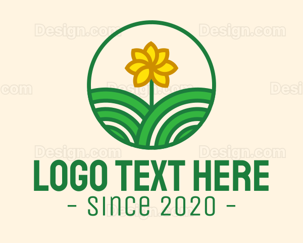 Yellow Sunflower Flower Garden Logo