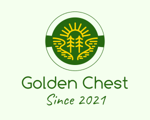 Golden Sun Tree Badge logo design