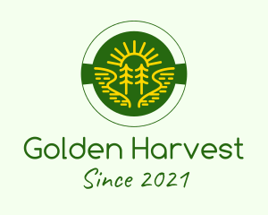 Golden Sun Tree Badge logo design