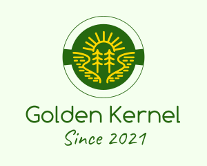 Golden Sun Tree Badge logo design