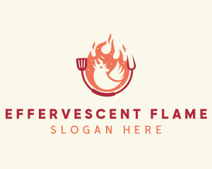 Smoked Flaming BBQ Chicken logo design