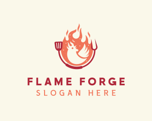 Smoked Flaming BBQ Chicken logo design