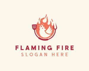 Smoked Flaming BBQ Chicken logo design