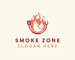 Smoked Flaming BBQ Chicken logo design