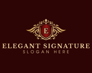 Crown Elegant Wing logo design