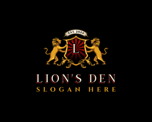 Lion Shield Crest logo design