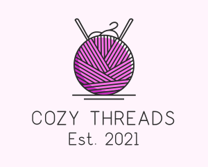 Pink Yarn Ball  logo design