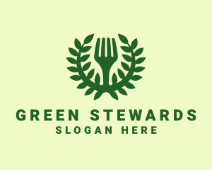 Green Herbal Fork Restaurant logo design