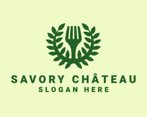 Green Herbal Fork Restaurant logo design