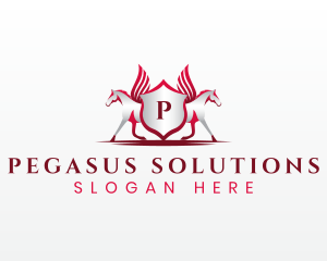 Pegasus Horse Shield logo design