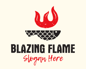 Rustic Flaming Fish logo design