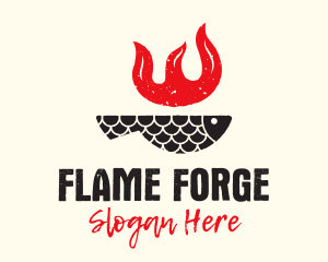 Rustic Flaming Fish logo design