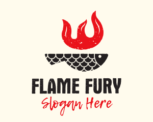 Rustic Flaming Fish logo design