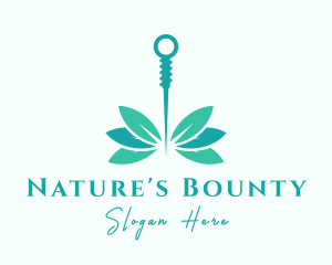 Teal Acupuncture Leaf logo design