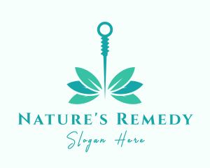 Teal Acupuncture Leaf logo design