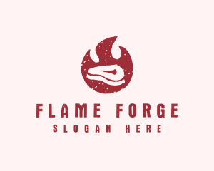 Flaming Steak Grill logo design