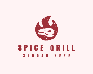 Flaming Steak Grill logo design