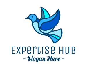 Blue Mosaic Bird logo design