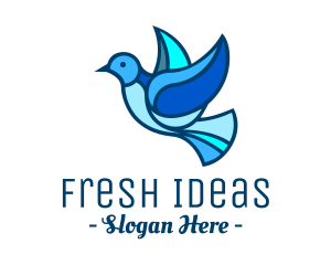 Blue Mosaic Bird logo design