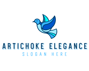 Blue Mosaic Bird logo design